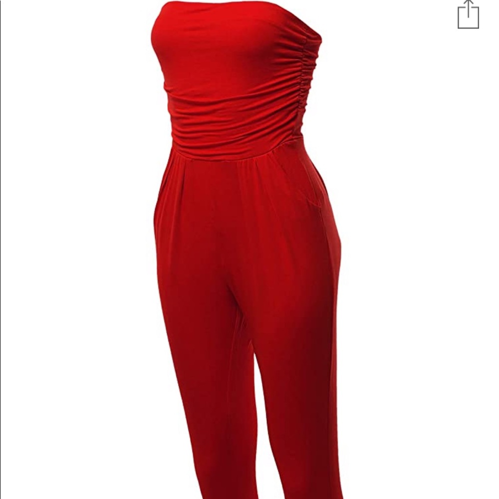 Strapless Red Jumpsuit romper